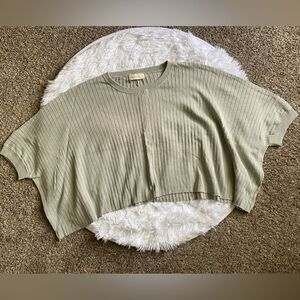 By Together Crop‎ Top Sweater Top Oversized Ribbed Short Sleeve Womens Medium